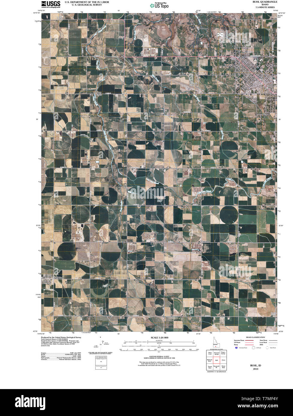 USGS TOPO Map Idaho ID Buhl 20101115 TM Restoration Stock Photo