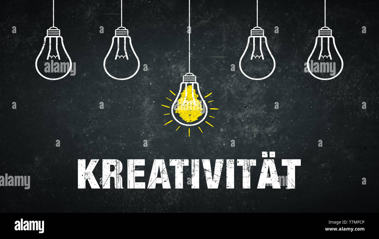 Banner „Kreativität“ in german language. Translation: creativity Stock Photo