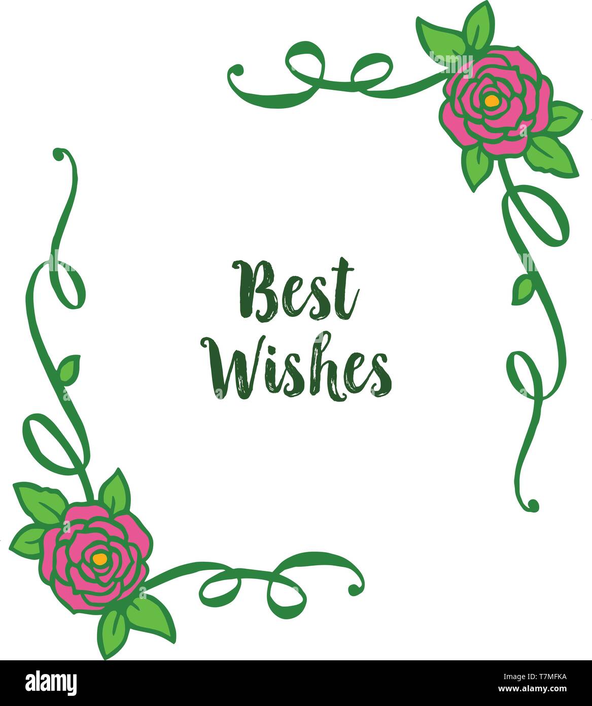 Vector illustration decorative best wishes with shape rose flower frame ...