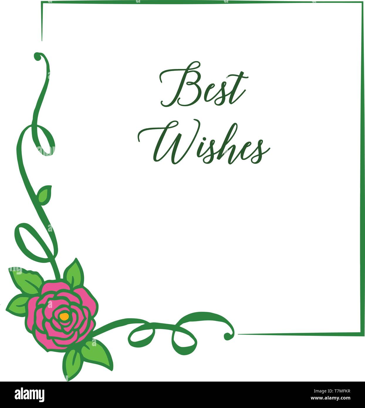 Vector illustration decorative best wishes with shape rose flower frame ...