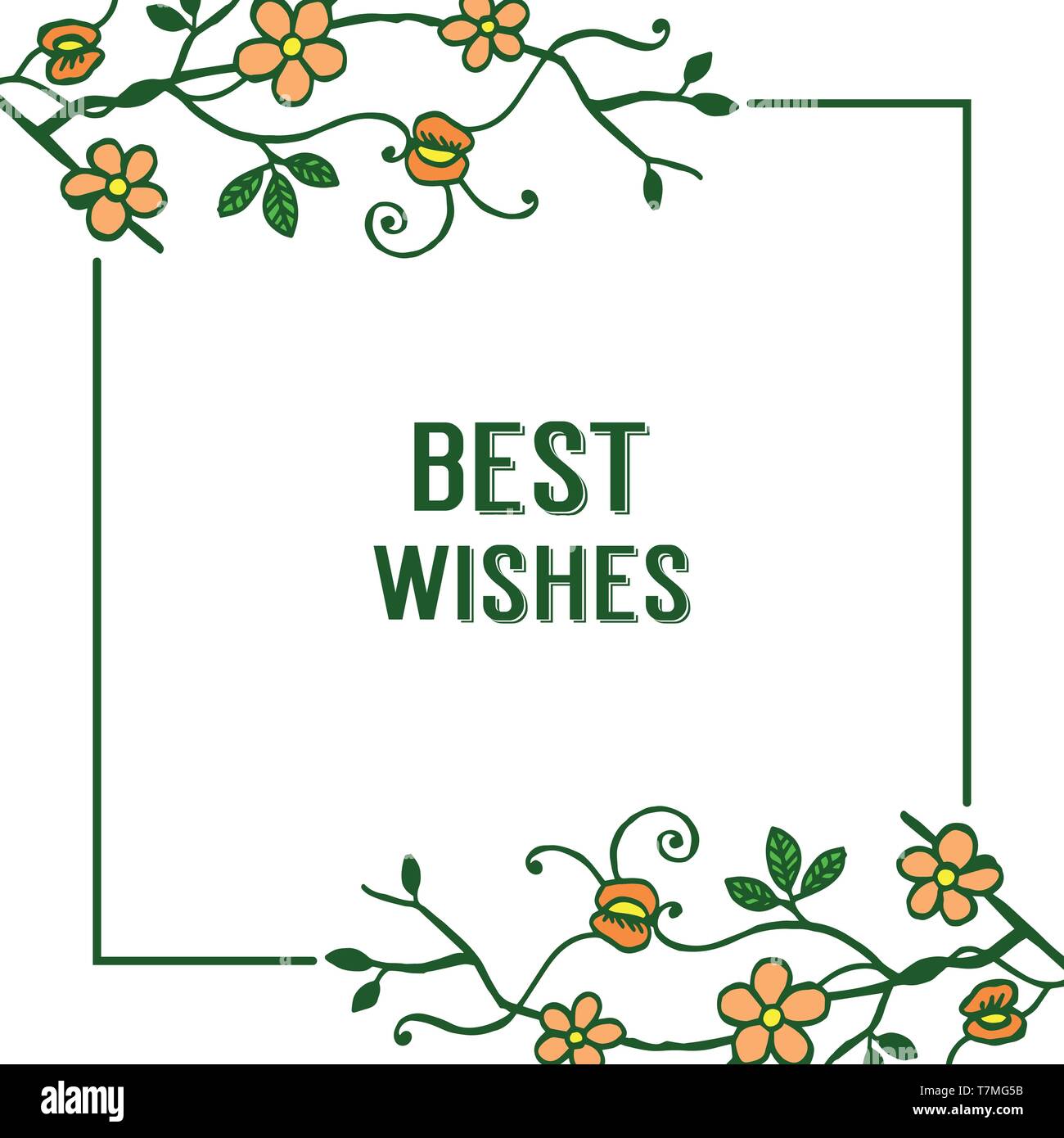 Vector illustration beautiful orange flower frame for writing best ...