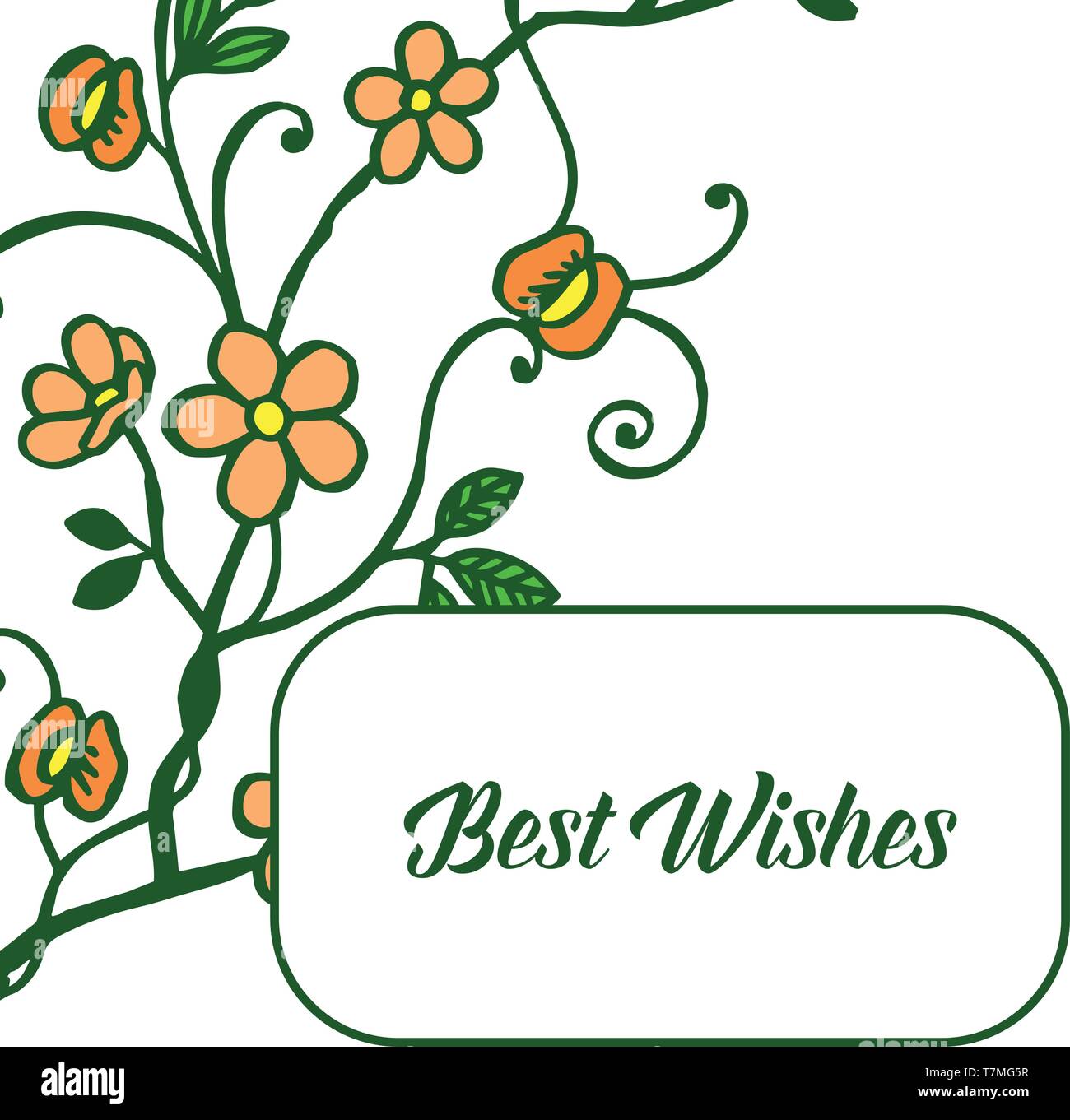 Vector illustration beautiful orange flower frame for writing best ...