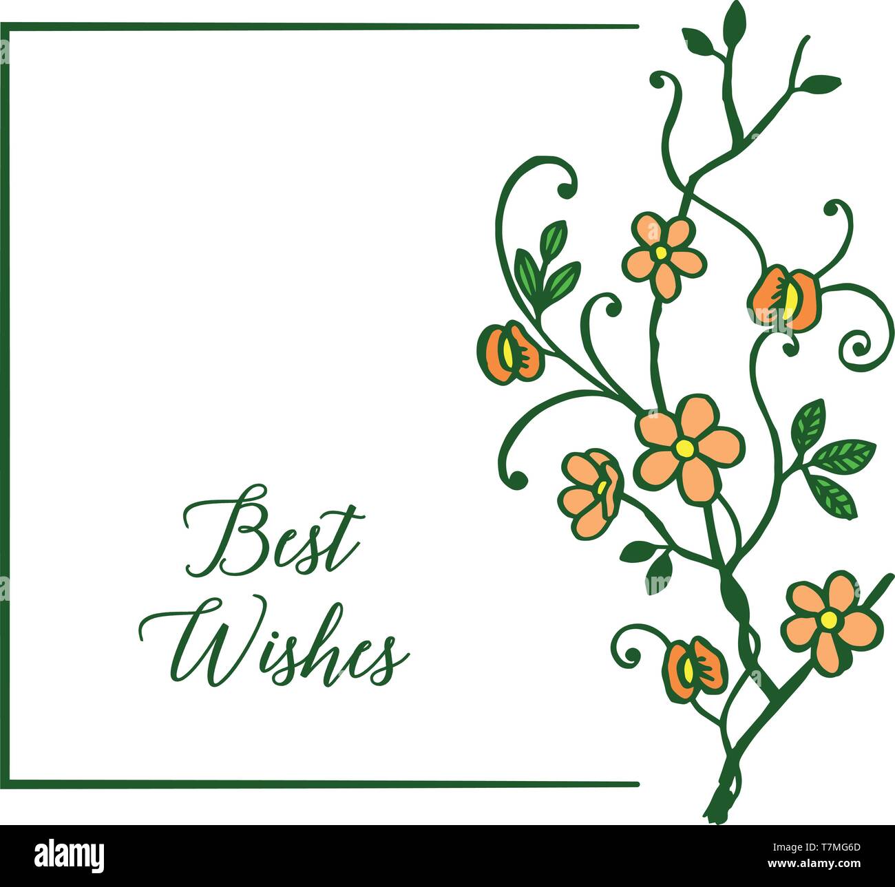 Vector illustration beautiful orange flower frame for writing best ...