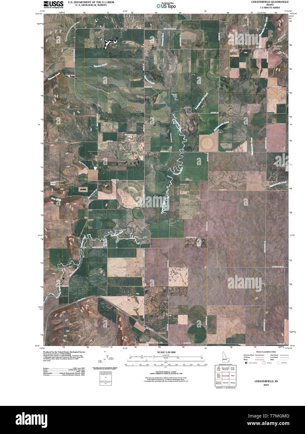USGS TOPO Map Idaho ID Chesterfield 20101201 TM Restoration Stock Photo
