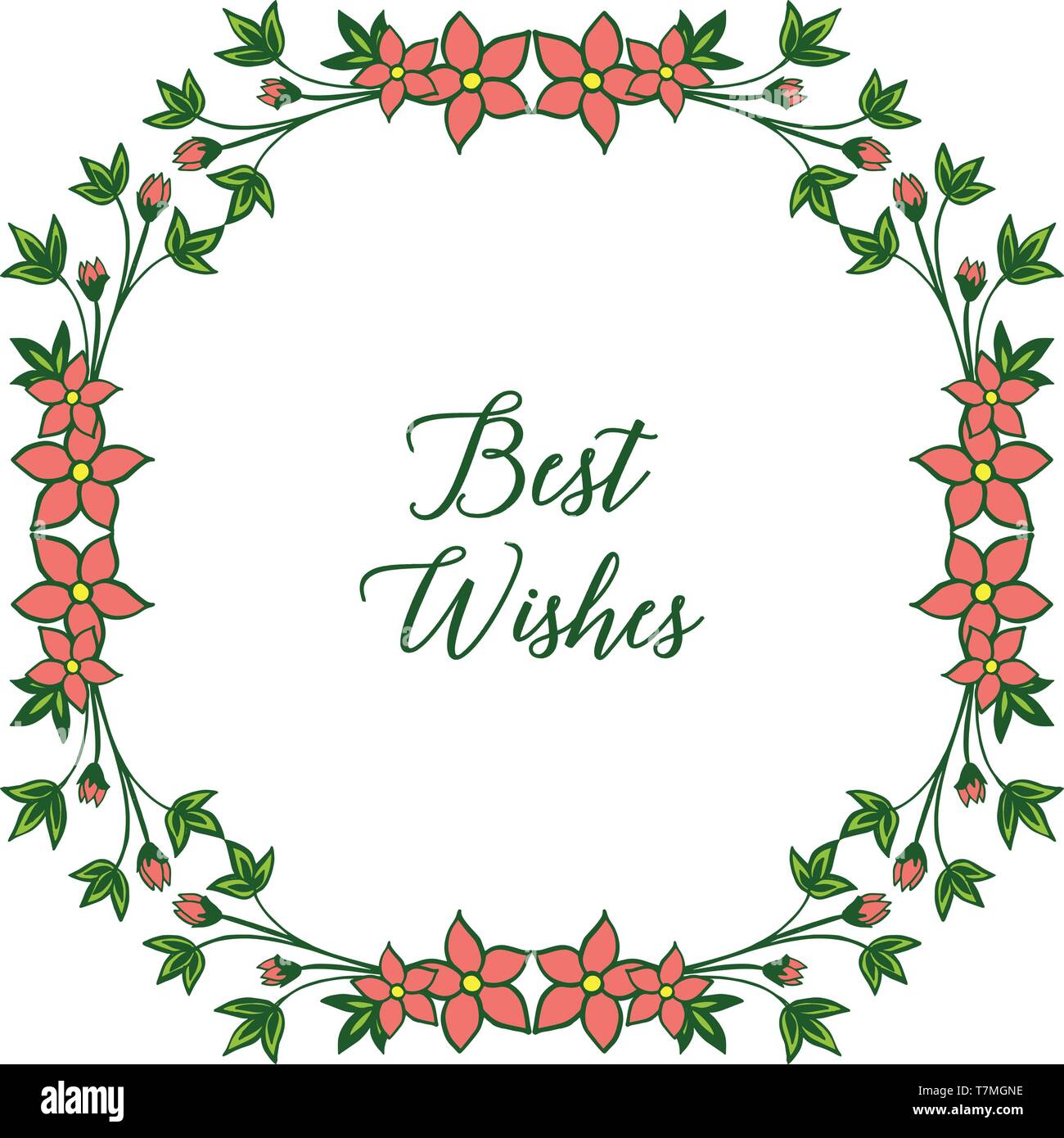 Vector illustration art orange flower frame for banner best wishes hand ...