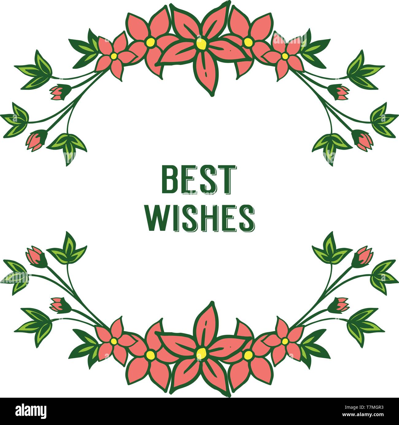 Vector illustration art orange flower frame for banner best wishes hand ...
