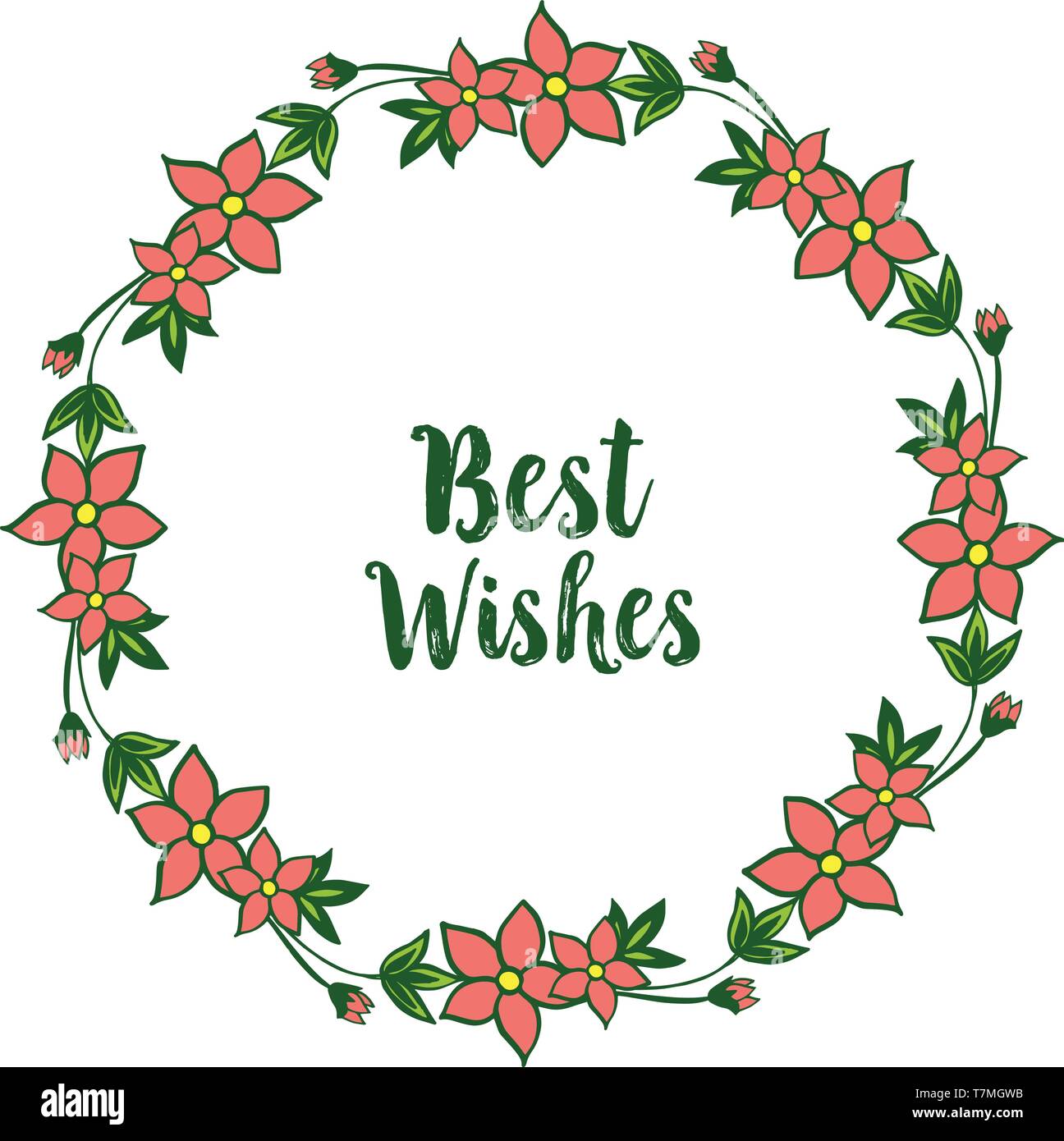 Vector illustration elegant orange flower frame for decor best wishes ...