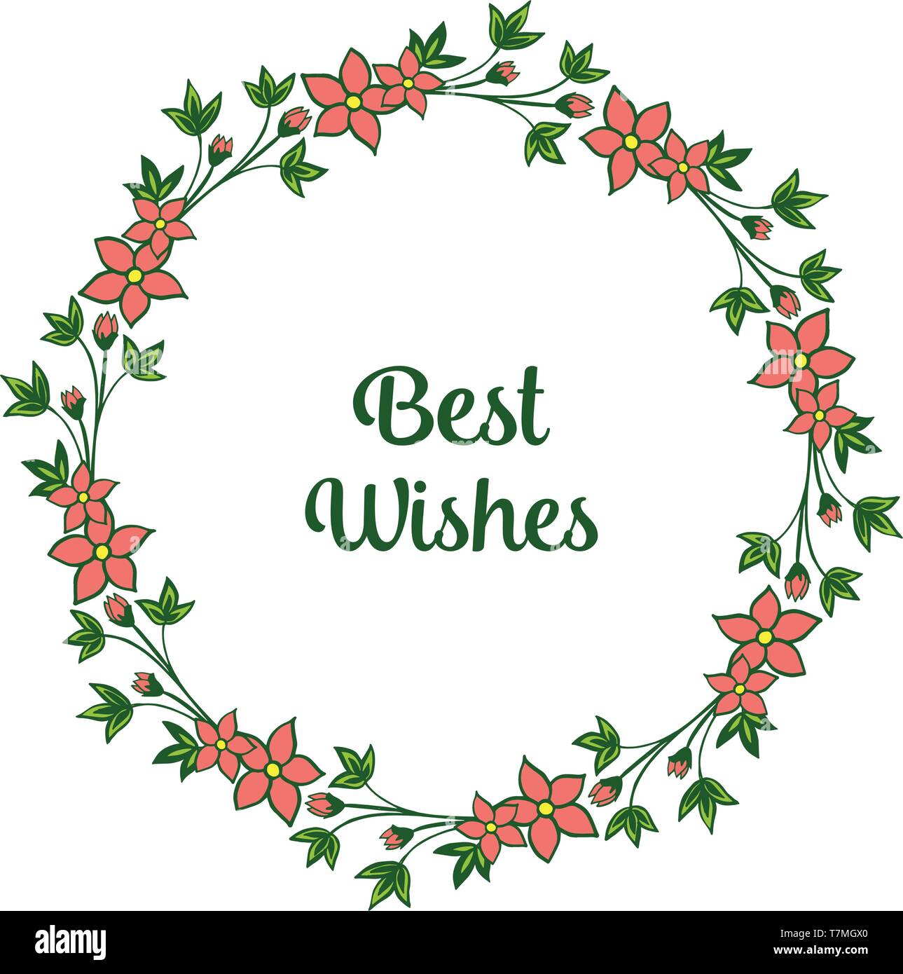 Vector illustration elegant orange flower frame for decor best wishes ...