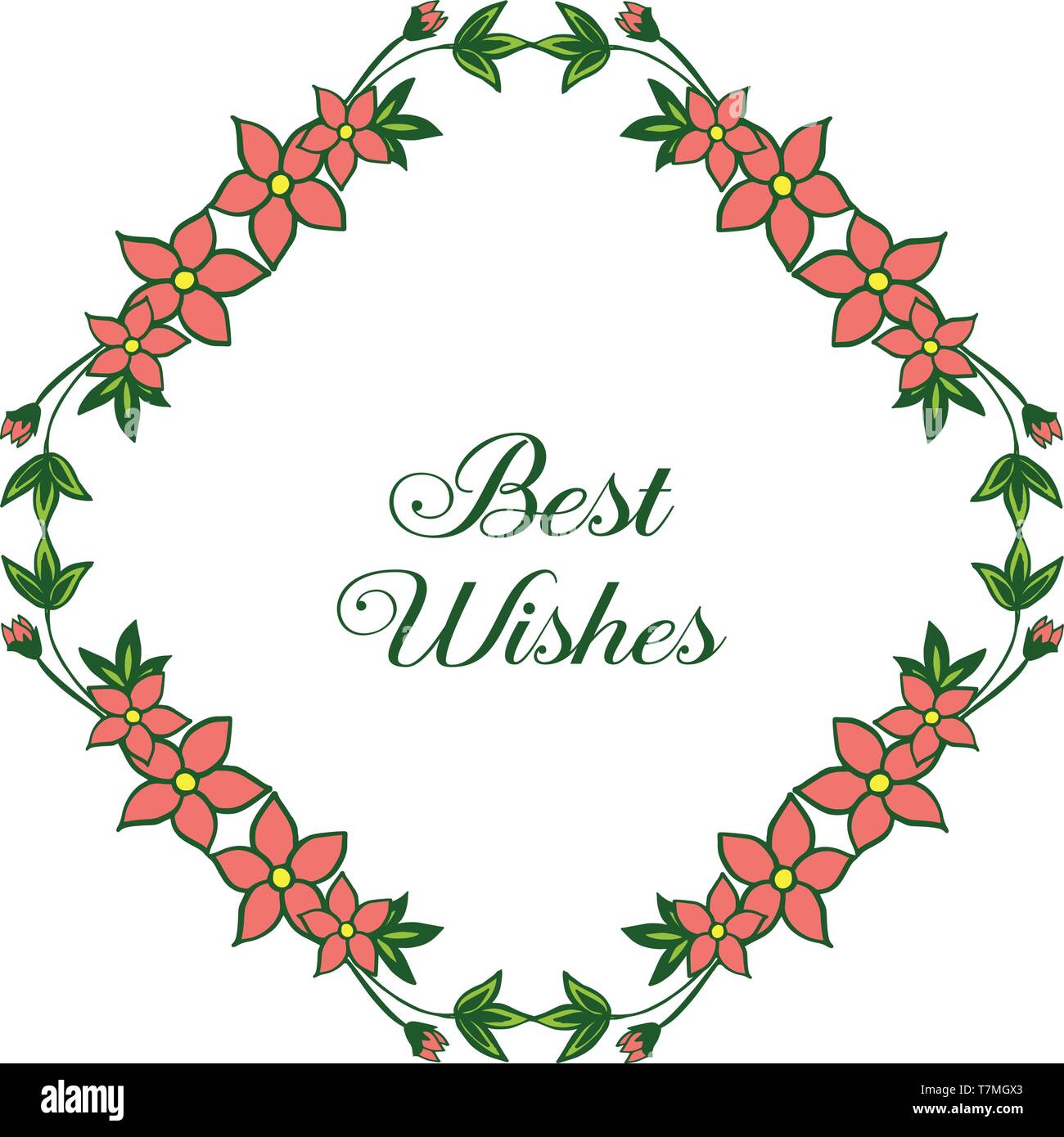 Vector illustration elegant orange flower frame for decor best wishes ...