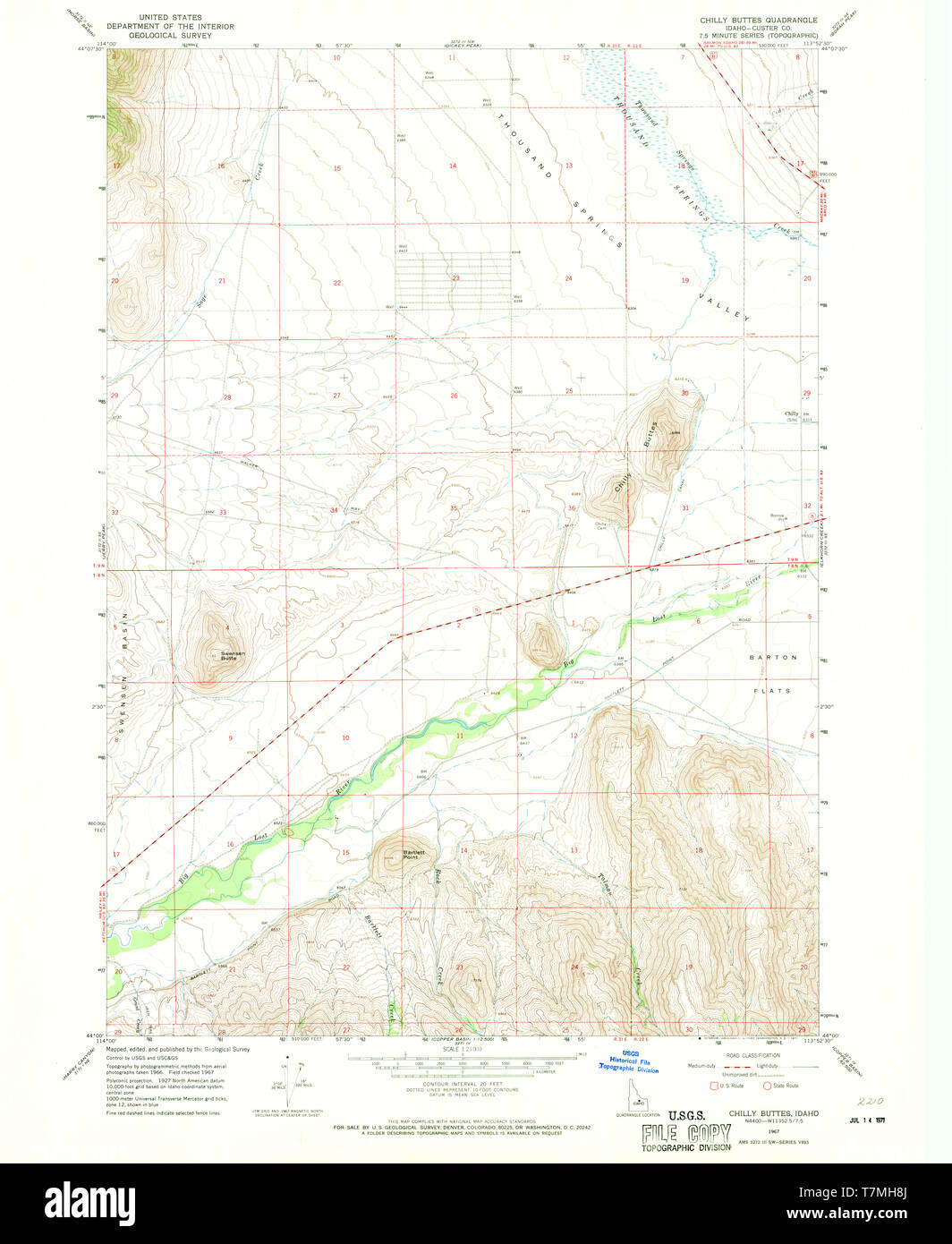 Usgs topo map idaho id chilly buttes 235669 1967 24000 restoration