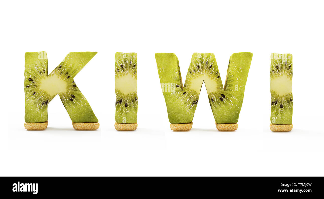 Word Kiwi isolated on white background Stock Photo Alamy
