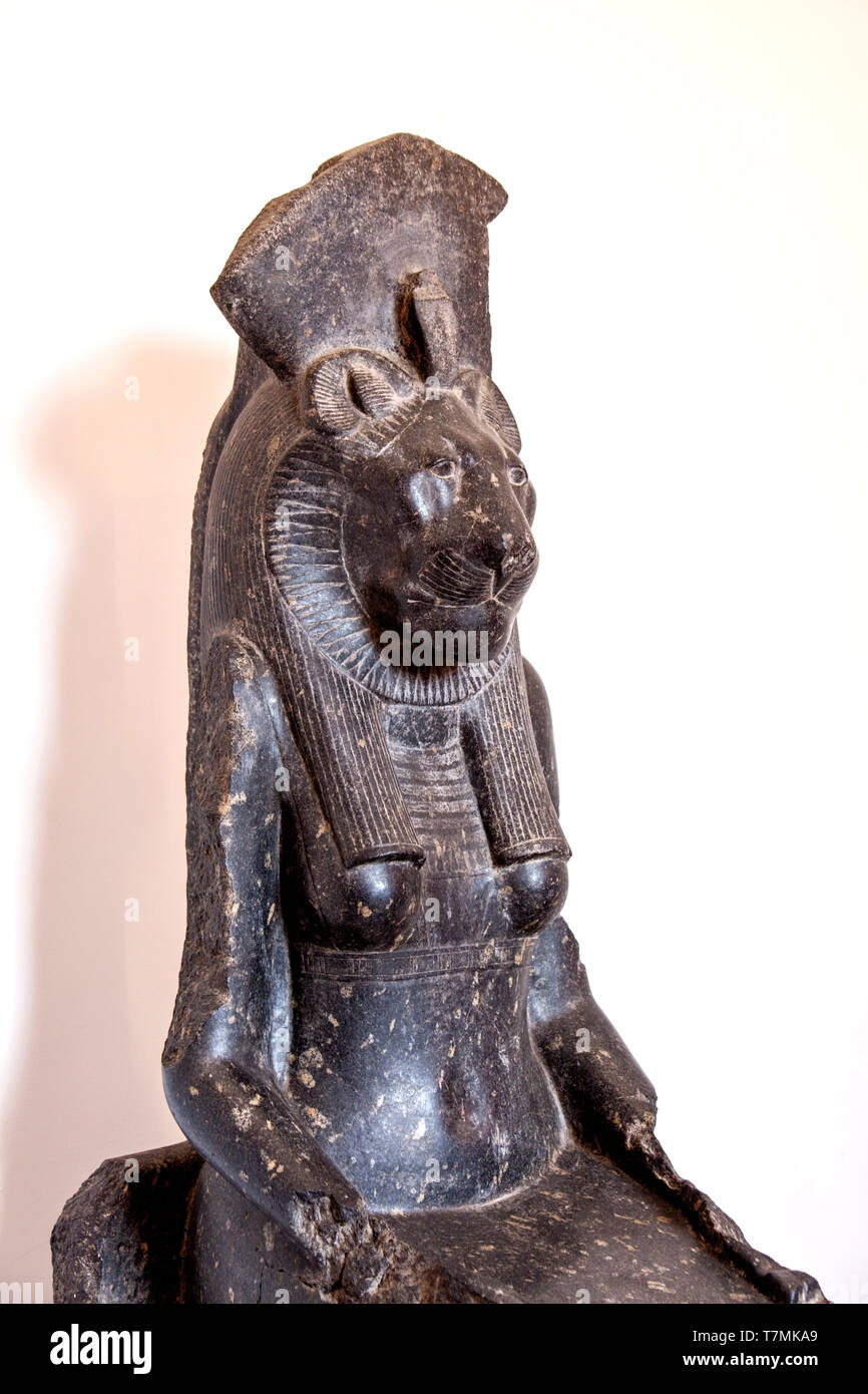 Egyptian statue of the lioness goddess Sekhmet in the Vatican Museum, Vatican City, Rome, Italy Stock Photo