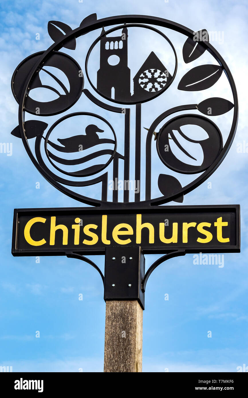 Chislehurst Village Sign Bromley Kent Stock Photo Alamy