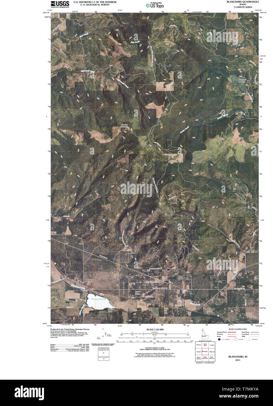Contemporary Map of Blanchard, Idaho
