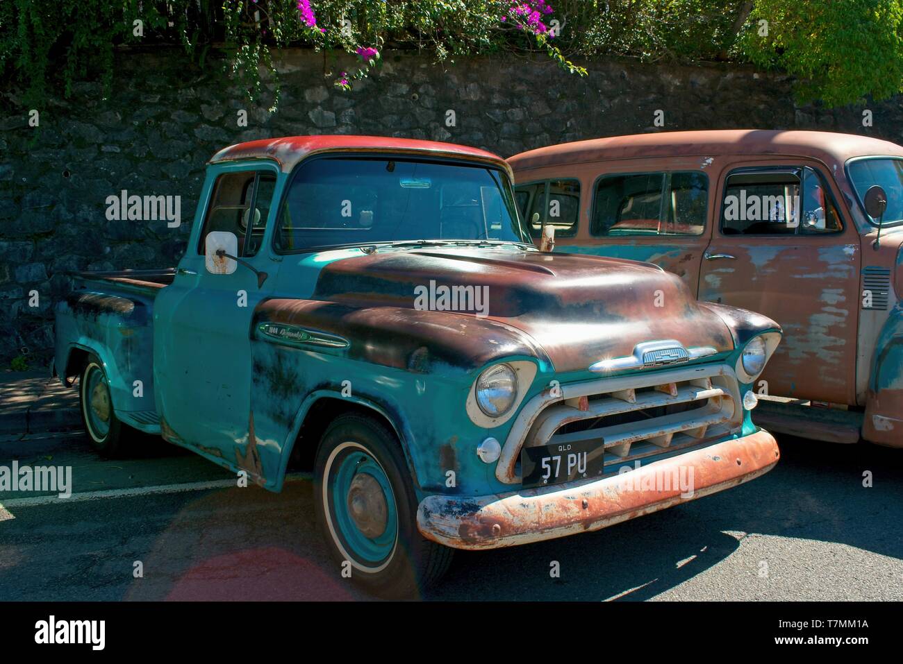 Palmview, Qld, Australia - May 5, 2019: Old rusty Chevrolet Pickup Truck 1957. Stock Photo