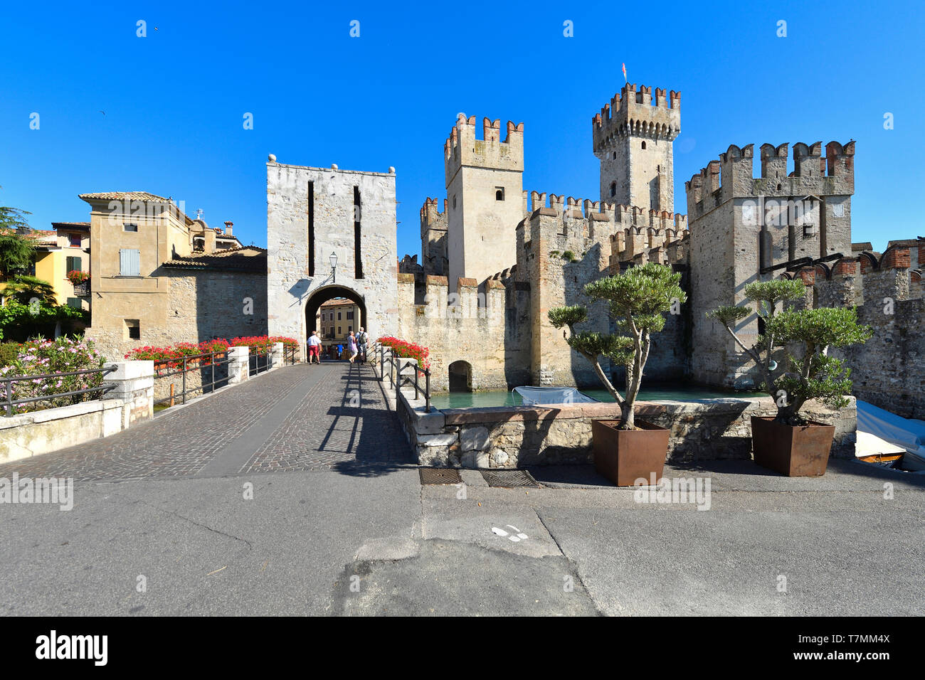 Italy, Lombardy, Lake Garda, Sirmione, the castle of Rocca Scaligieri Stock Photo