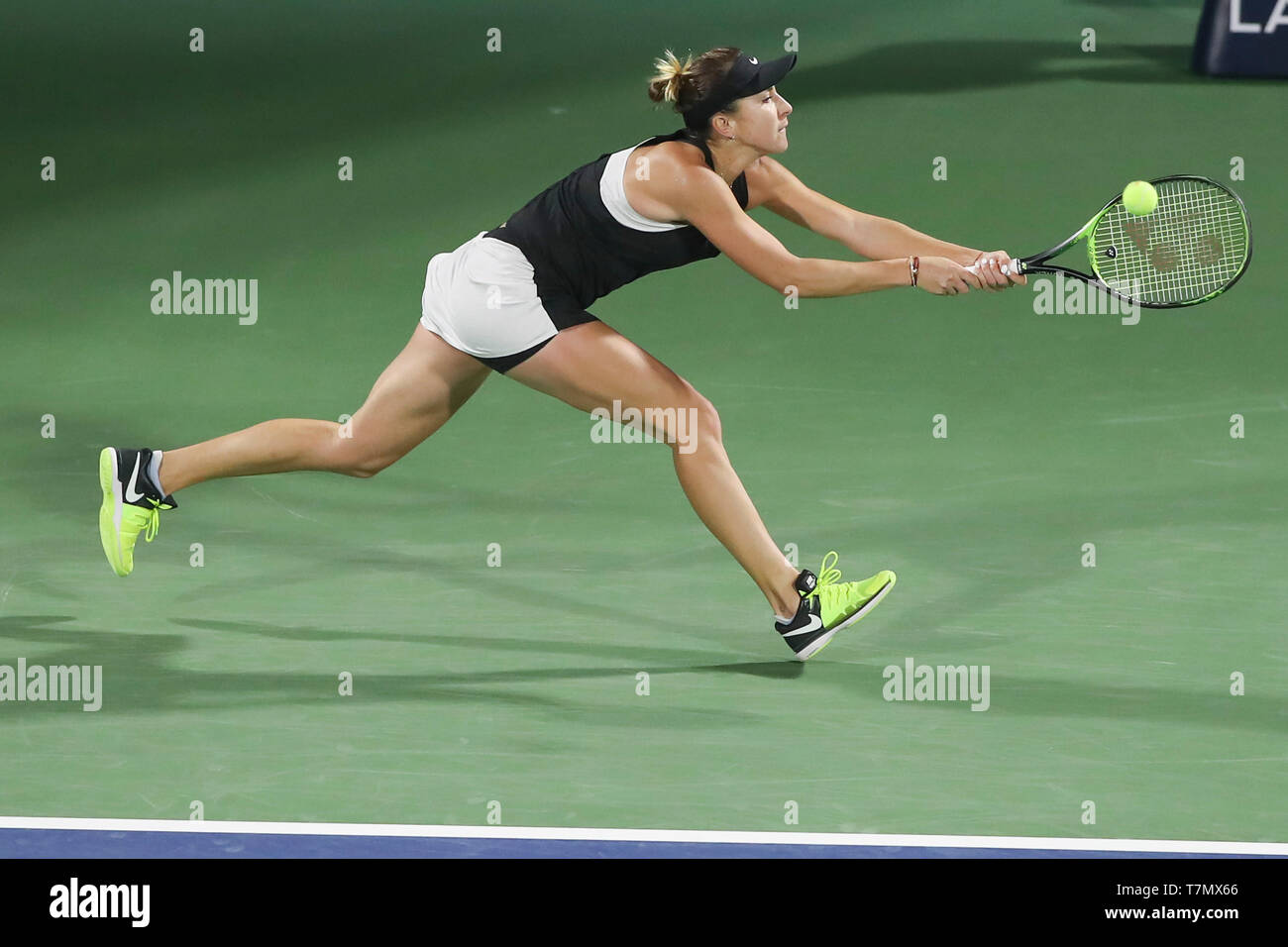Swiss tennis player Belinda Bencic playing backhand shot during Dubai ...