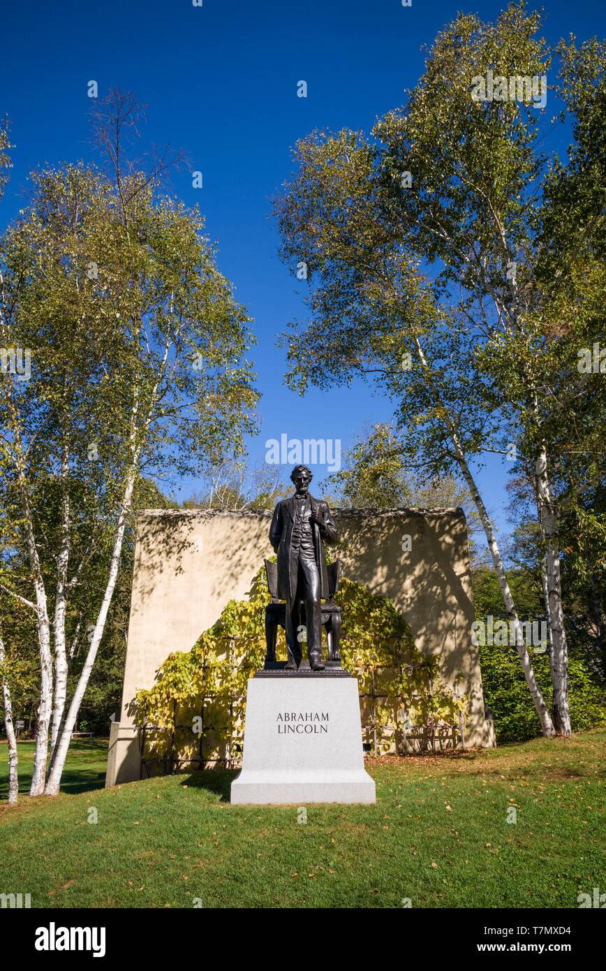 United States, New England, New Hampshire, Cornish, Saint-Gaudens National Historic Site, former home of 19th century sculptor, Augustus Saint-Gaudens, statue of Abraham Lincoln Stock Photo