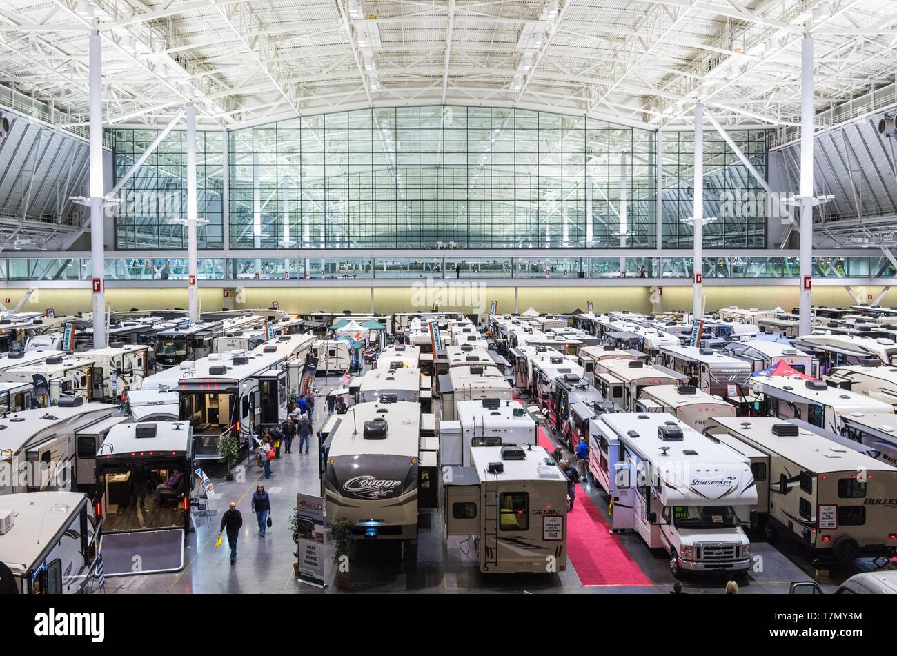 United States, New England, Massachusetts, Boston, Boston Convention Center,  RV and camping show, elevated view Stock Photo - Alamy
