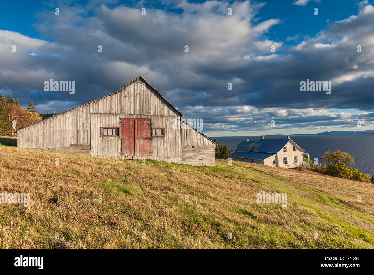 Canada, Quebec, Gaspe Peninsula, Forillon National Park, Grande-Grave, historic settlement houses Stock Photo