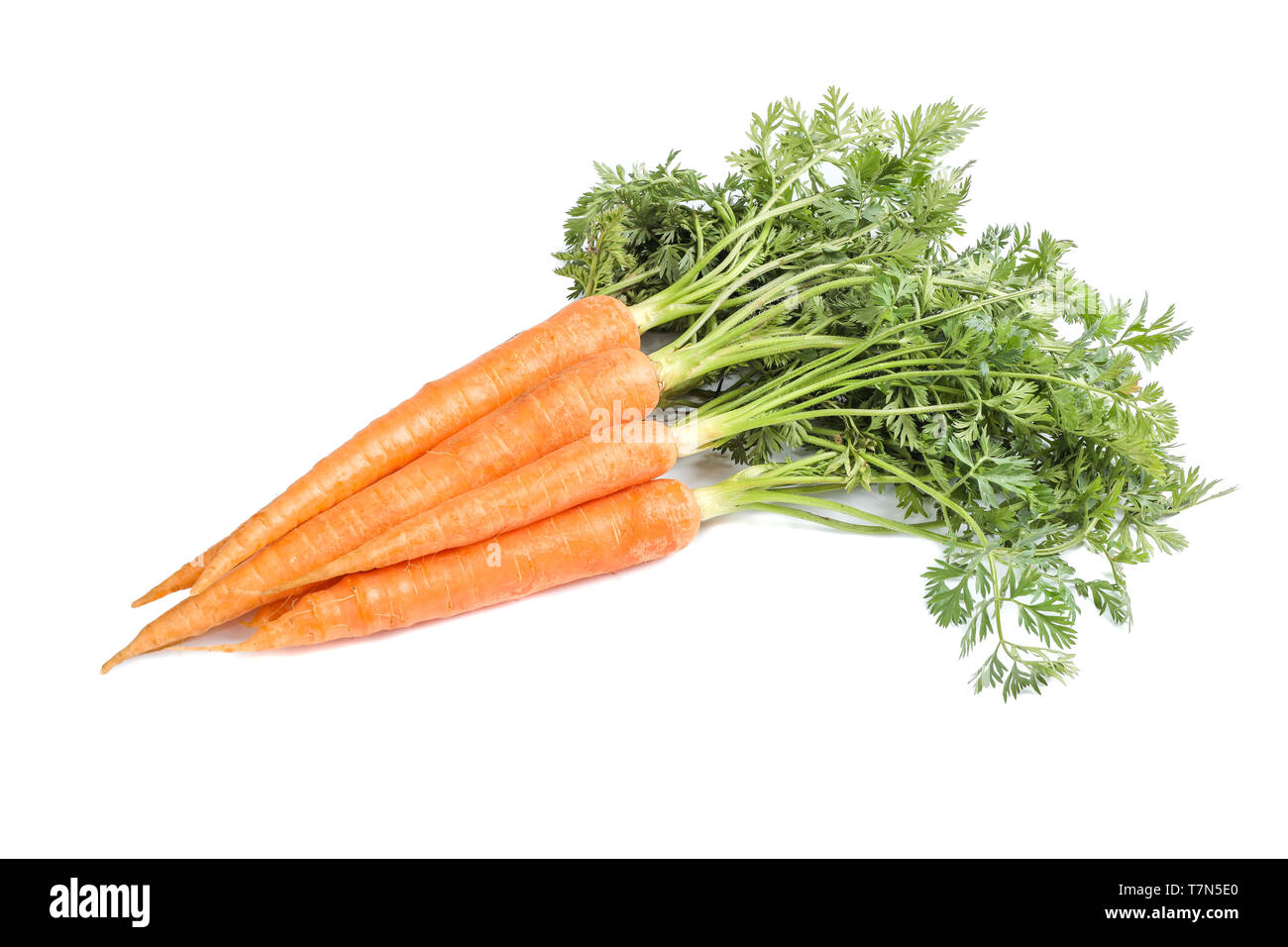 Ripe fresh carrots isolated on white background Stock Photo