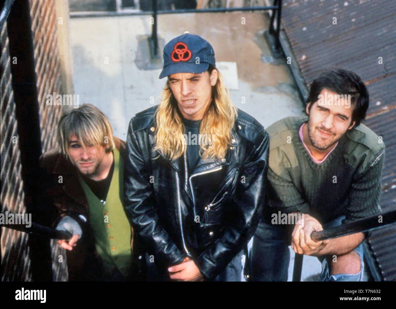 NIRVANA American rock group in October 1990. From left: Kurt Cobain, Dave  Grohl, Krisdt Novoselic. Photo: Hanne Jordan Stock Photo - Alamy