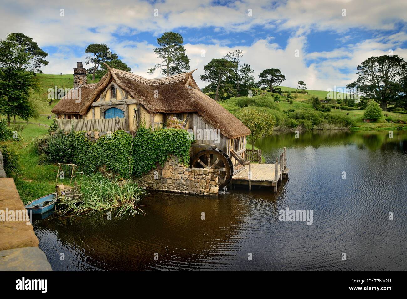 Hobbiton landscape New Zealand, the place in Middleearth Stock Photo