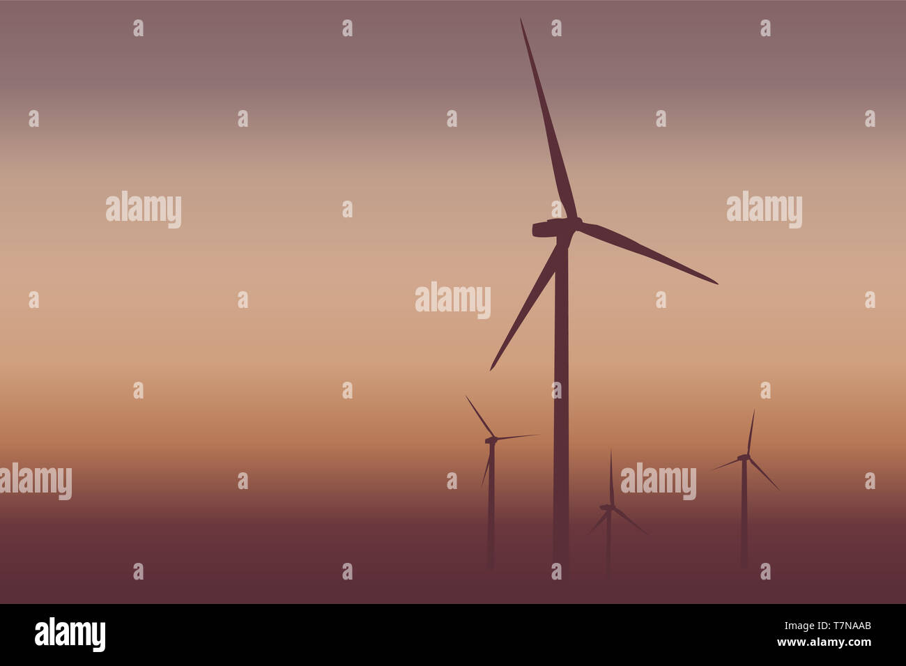 vector of landscape view of wind power turbine Stock Photo - Alamy