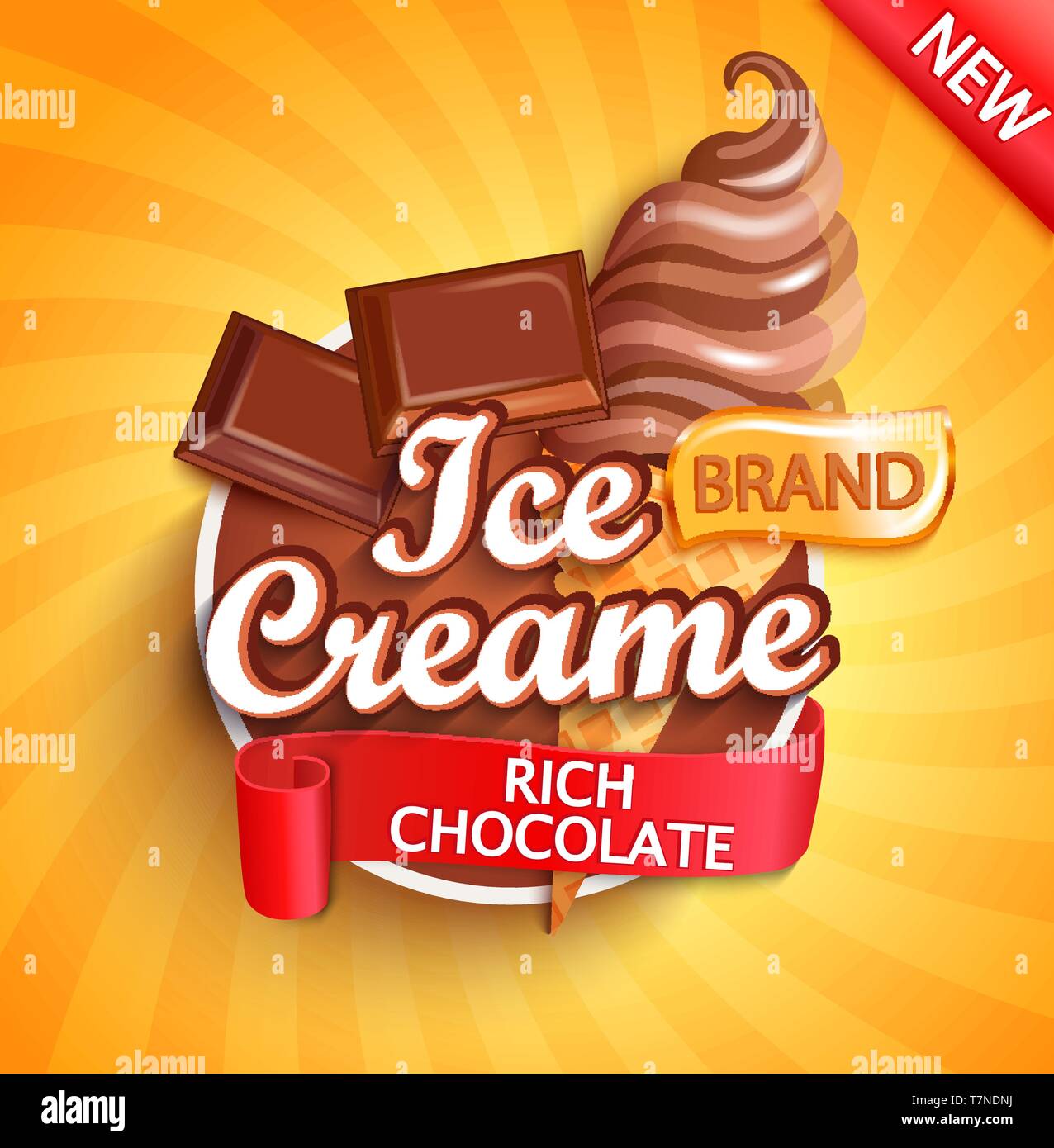 Chocolate Ice cream logo, label or emblem. Stock Vector