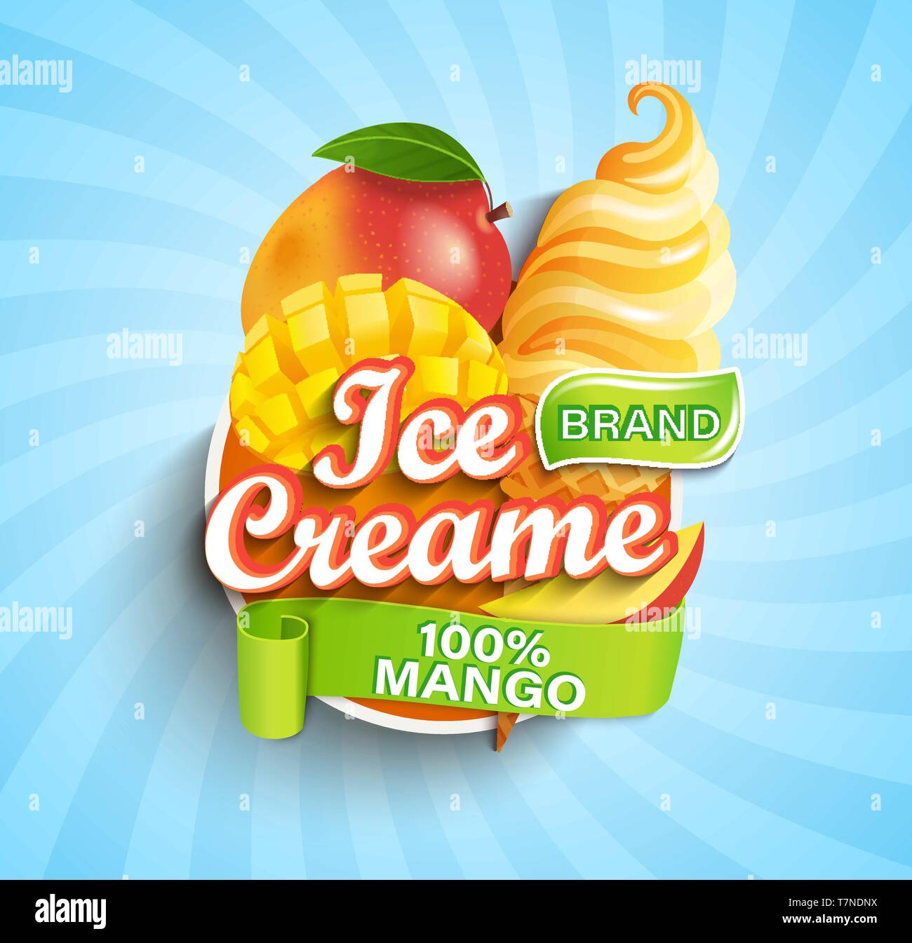 Mango Ice cream logo, label or emblem. Stock Vector