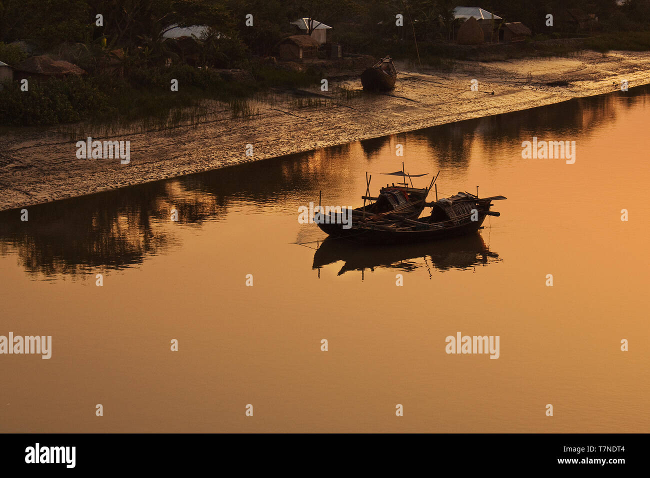 Fishing Boat on the Rupsha River .Khulna,Bangladesh. Stock Photo