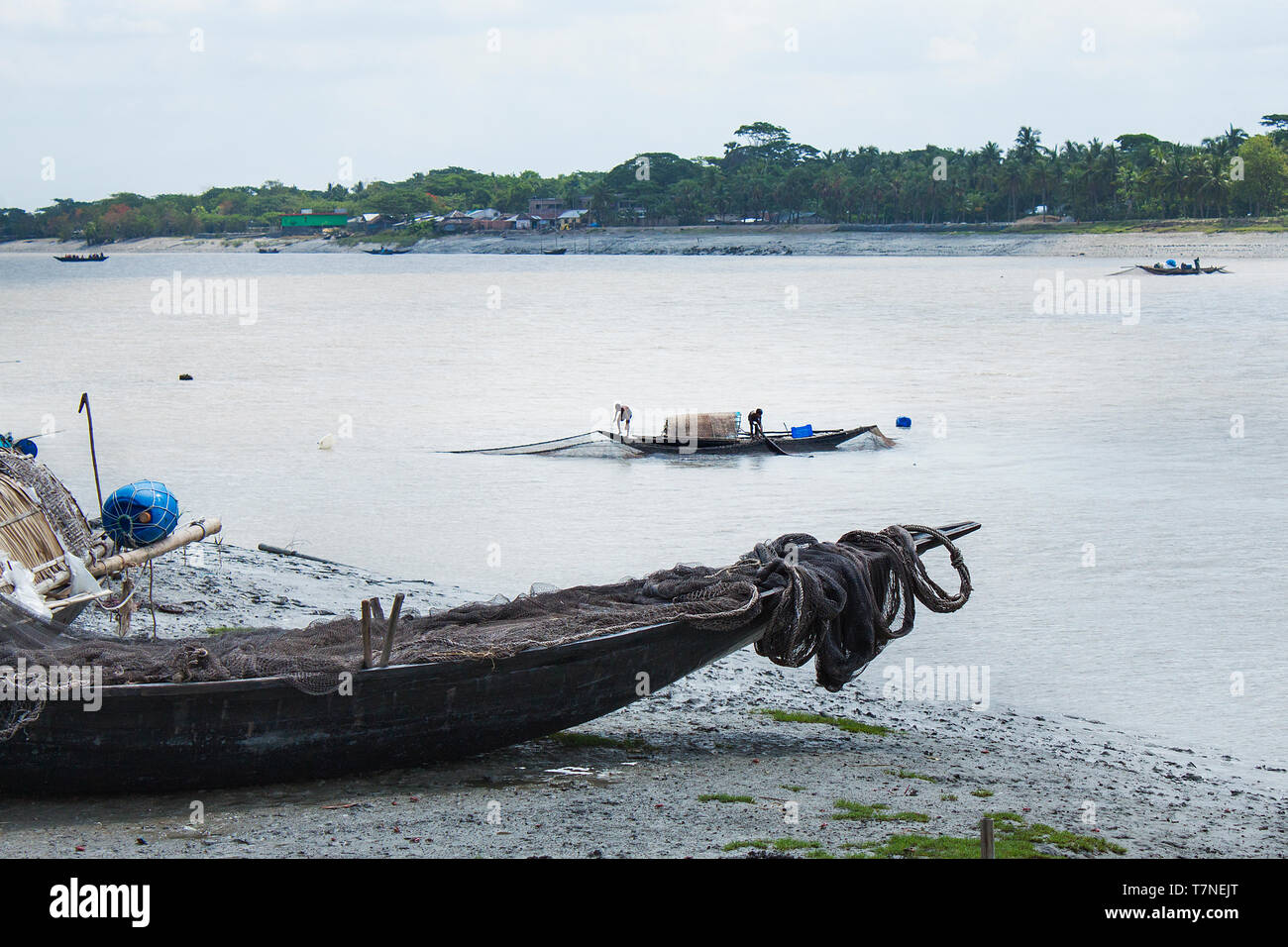 Fishing Boat on the Rupsha River .Khulna,Bangladesh. Stock Photo