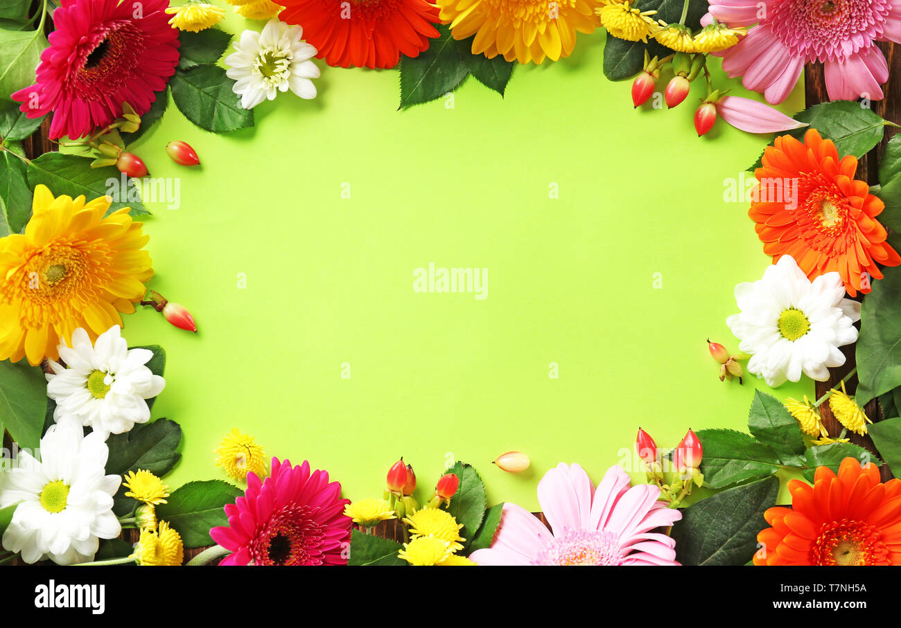 Color sheet of paper with beautiful flowers Stock Photo Alamy