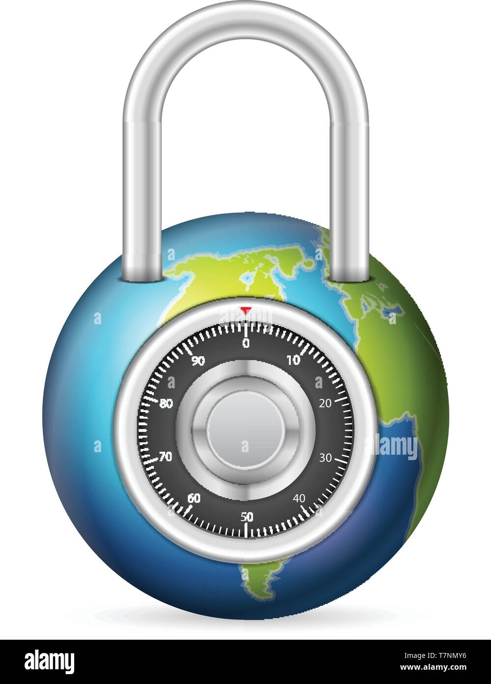 Padlock globe on a white background. Vector illustration. Stock Vector