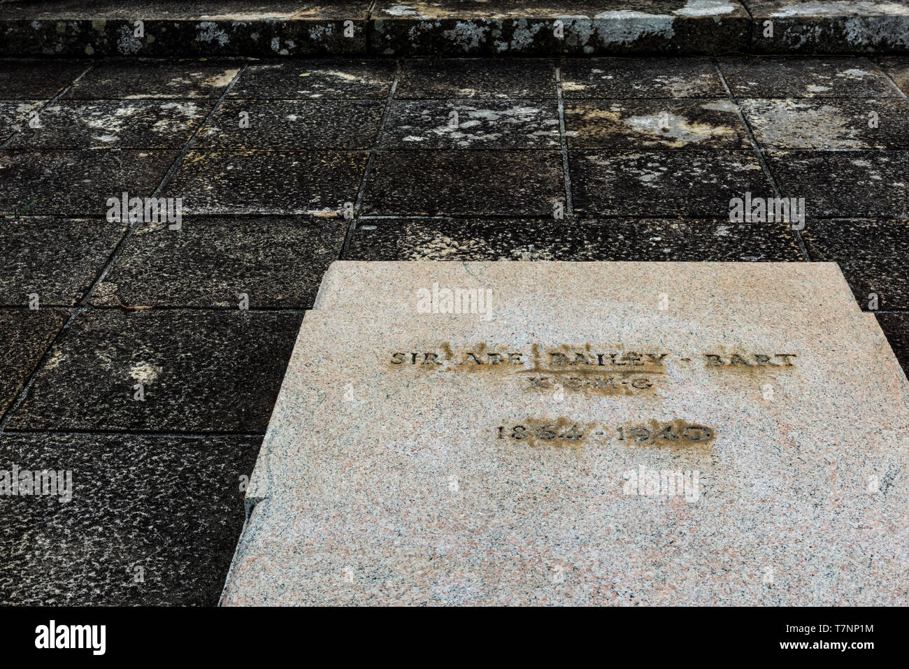 The grave site of South African Randlord and mining magnate Sir Abraham Bailey, and close family, above South Africa's False Bay Stock Photo