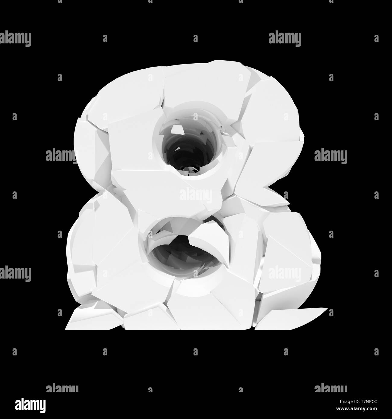 Isolated cracked number 8 on a black background. 3D render Stock Photo ...