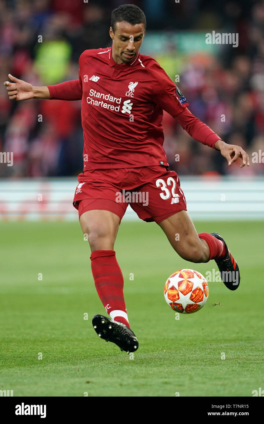 Liverpool's Joel Matip in action during todays match    7th Mayl 2019 , Anfield Stadium, Liverpool, England;  UEFA Champions League Semi Final, Second Leg, Liverpool FC vs FC Barcelona   Credit: Terry Donnelly/News Images Stock Photo