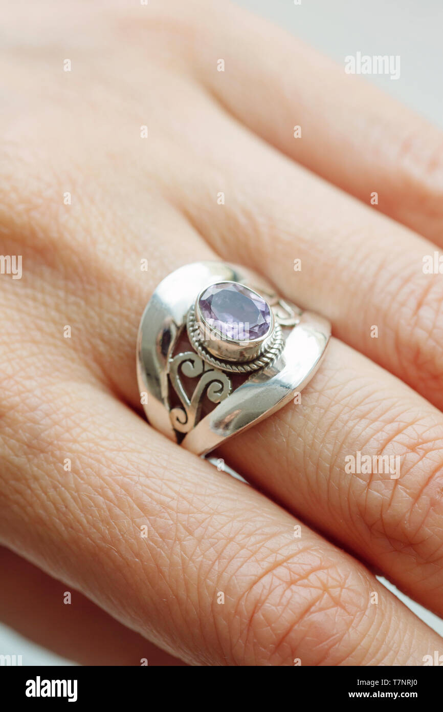 Ring with amethyst hi-res stock photography and images - Alamy