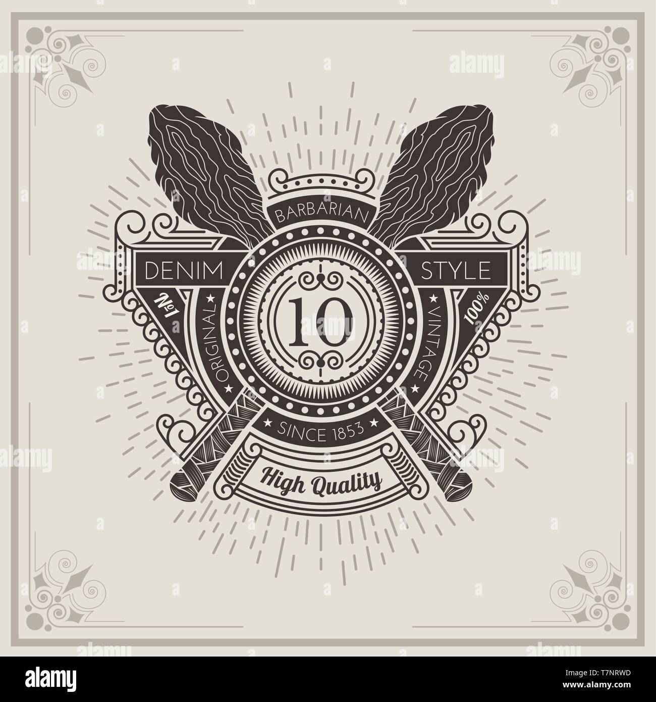 label or heraldic elements with pattern in vintage style Stock Vector ...