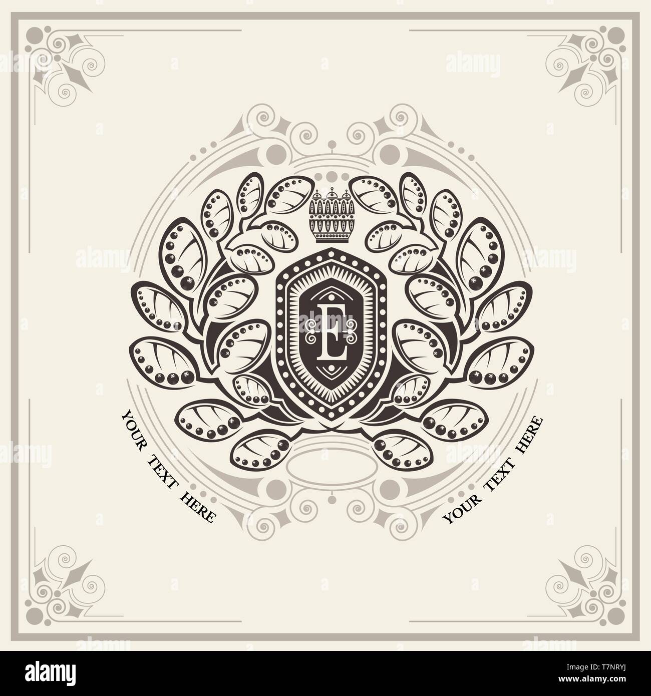 label or heraldic elements with pattern in vintage style Stock Vector ...