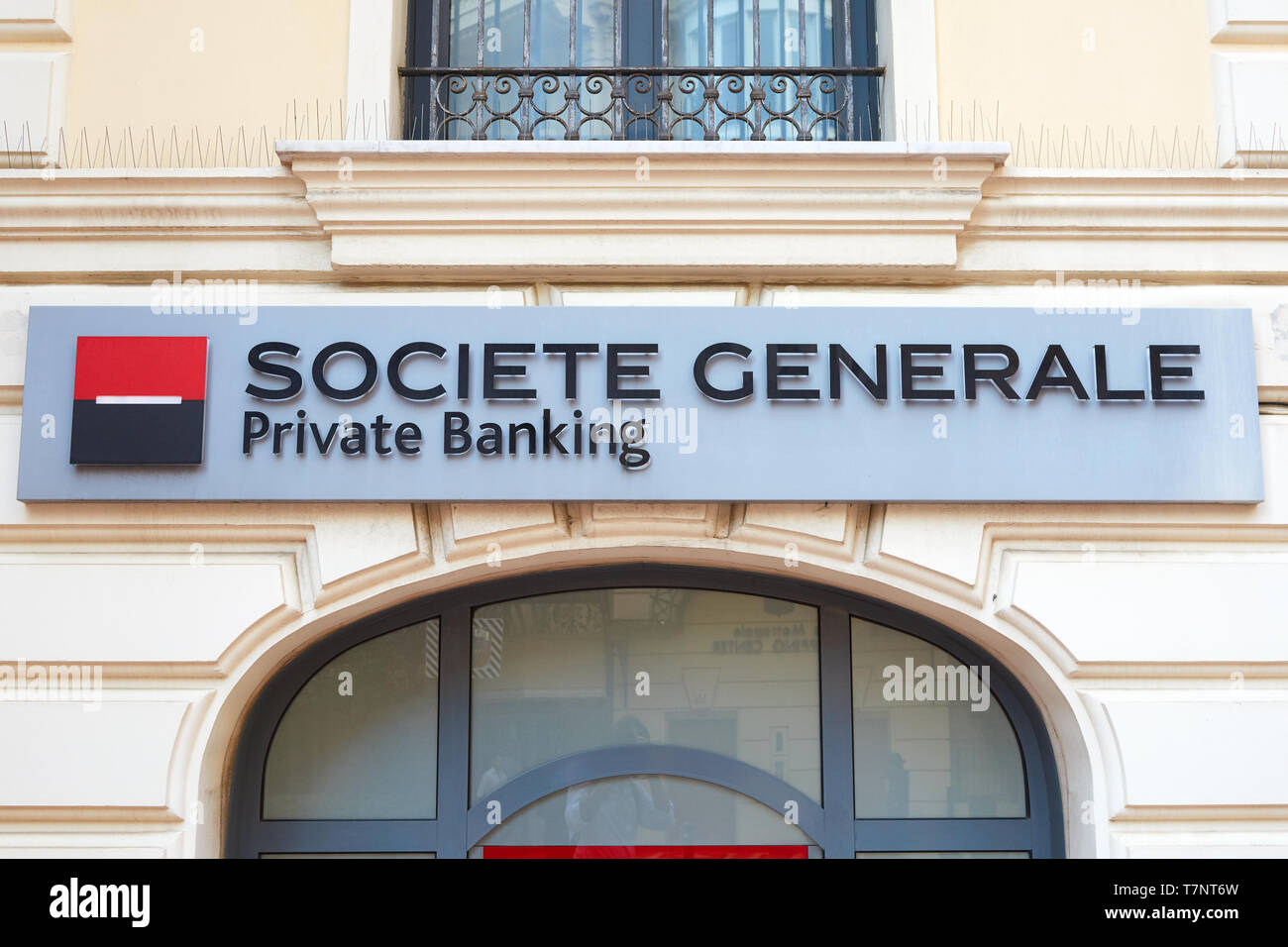 MONTE CARLO, MONACO - AUGUST 19, 2016: Societe Generale private banking bank sign and facade in Monte Carlo, Monaco. Stock Photo