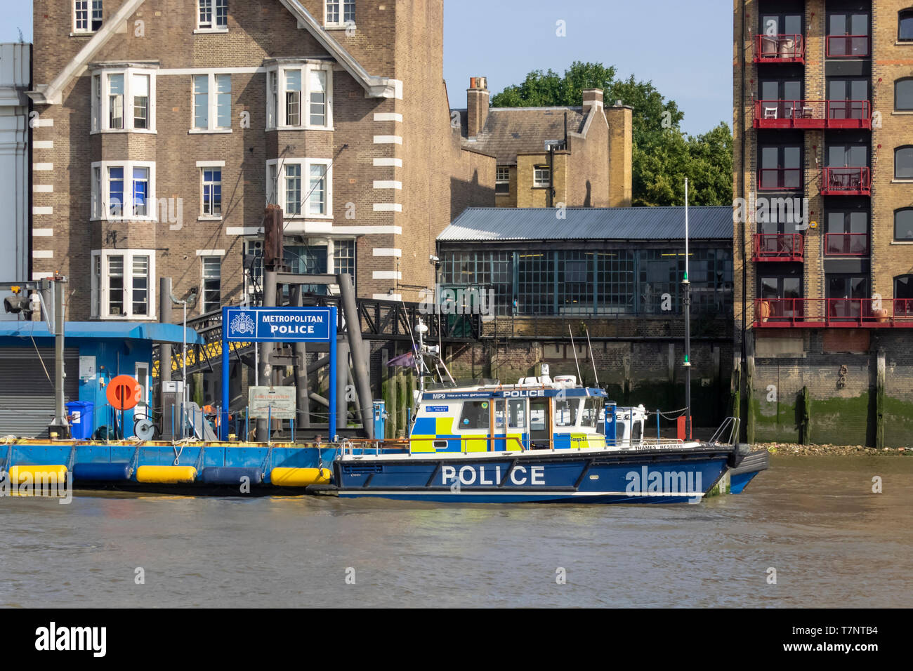 LONDON, UK - JULY 04, 2018:  Metropolitan Police Marine Policing Unit seen from the River Thames Stock Photo