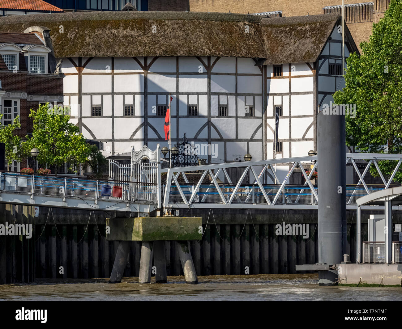 LONDON, UK - JULY 04, 2018:  Shakespeare's Globe Theatre seen from the River Thames Stock Photo