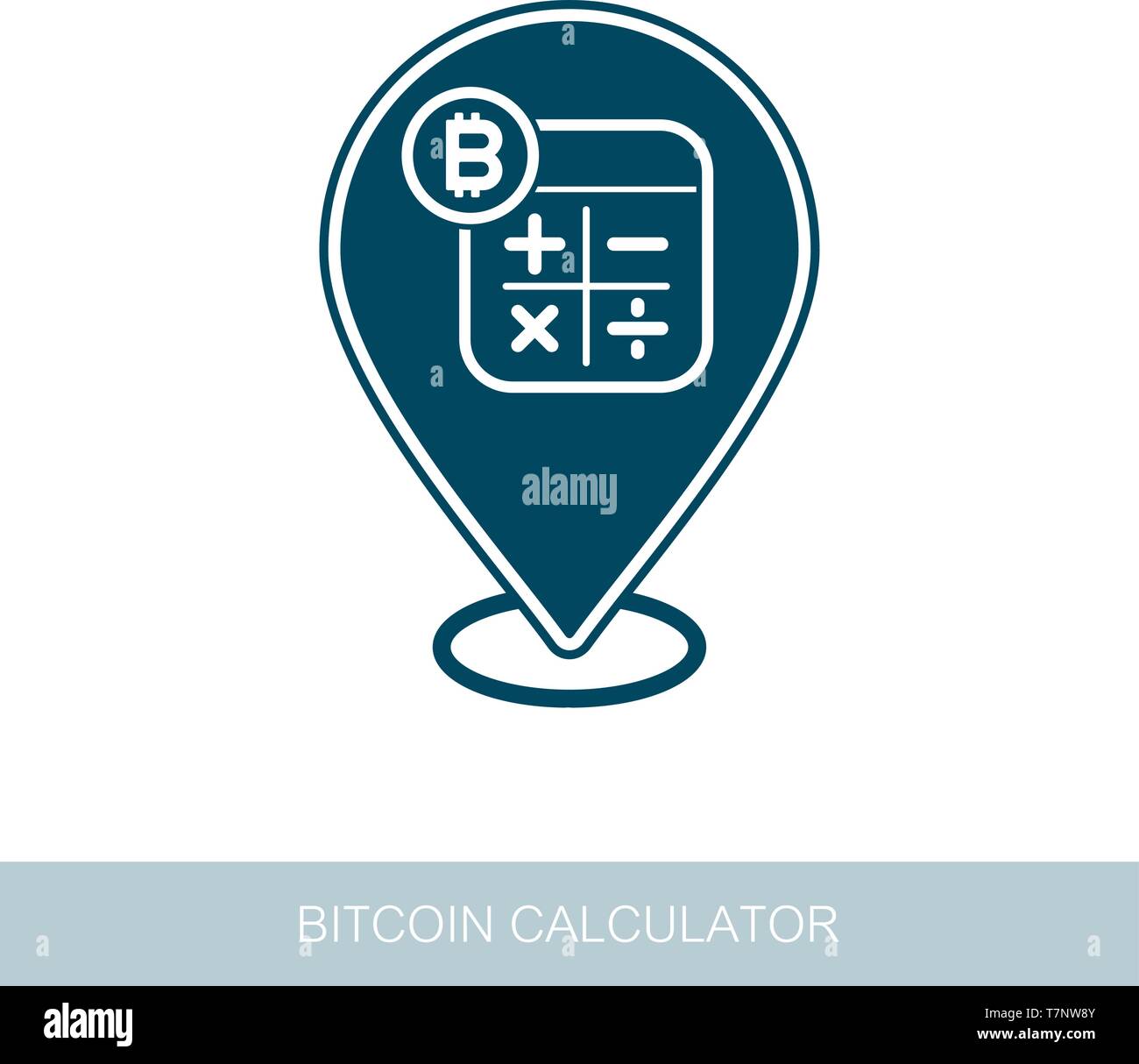 Calculator with bitcoin sign pin map icon. Map pointer. Map markers. Vector  design of blockchain technology, bitcoin, altcoins, cryptocurrency mining  Stock Vector Image & Art - Alamy