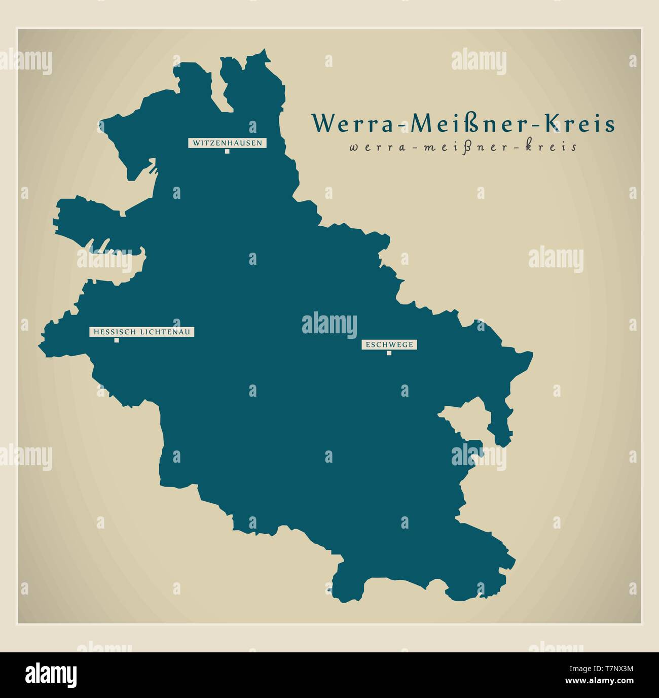 Modern Map - Werra-Meissner-Kreis county of Hessen DE Stock Vector