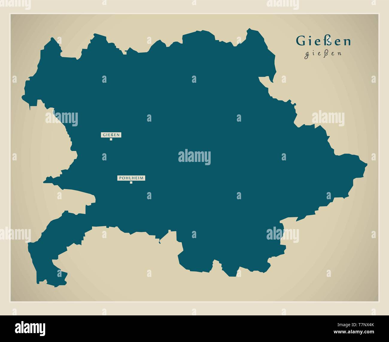 Modern Map Giessen county of - Modern Map Giessen County Of Hessen De T7NX4K 