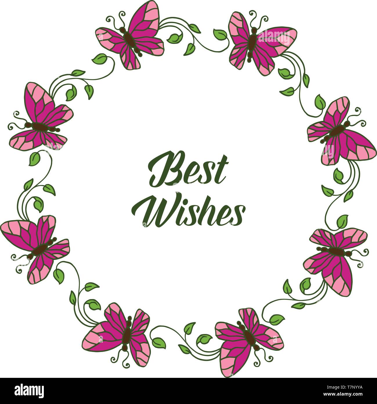 Vector illustration greeting card best wishes for leaf flower ...
