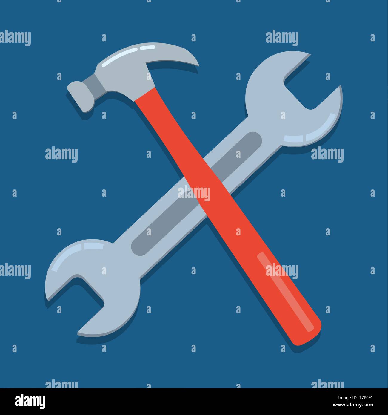 hammer and Open end wrench vector symbol illustration Stock Vector