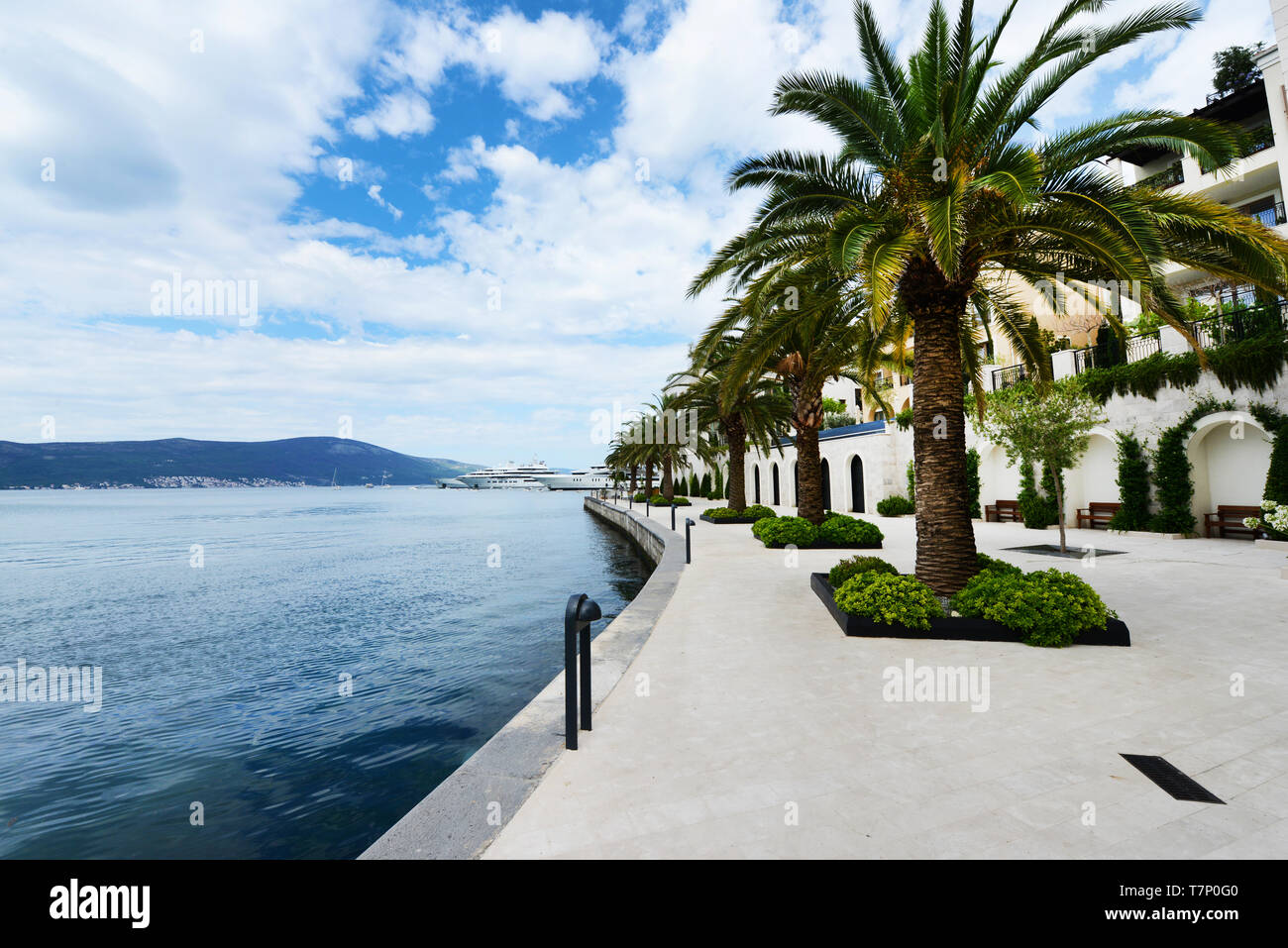 Seaside walkway in Porto Montenegro High end real estate development