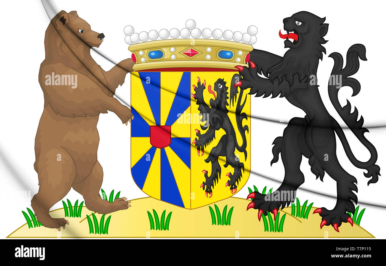3D West Flanders Coat of Arms, Belgium. 3D Illustration. Stock Photo